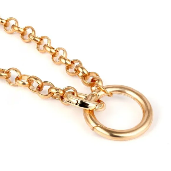 NEW gold double interlock circle link chain necklace - Picture 4 of 5